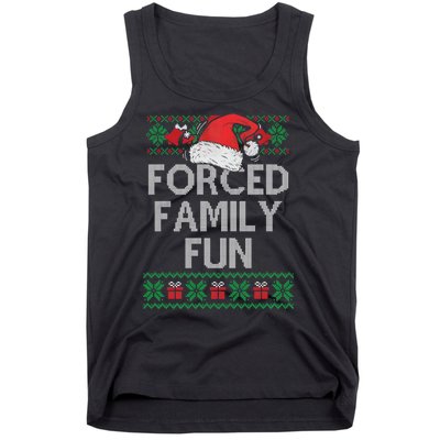 Forced Family Fun Sarcastic Funny Christmas Ugly Xmas Tank Top