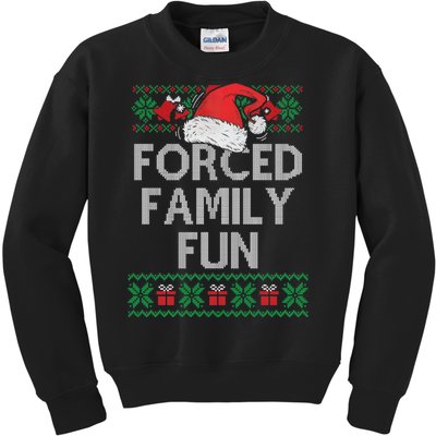 Forced Family Fun Sarcastic Funny Christmas Ugly Xmas Kids Sweatshirt