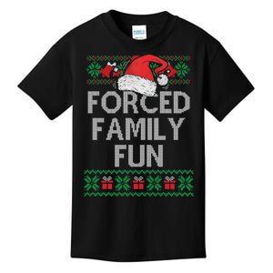 Forced Family Fun Sarcastic Funny Christmas Ugly Xmas Kids T-Shirt