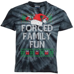 Forced Family Fun Sarcastic Funny Christmas Ugly Xmas Kids Tie-Dye T-Shirt