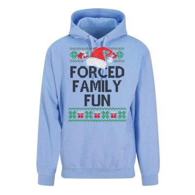 Forced Family Fun Sarcastic Funny Christmas Ugly Xmas Unisex Surf Hoodie