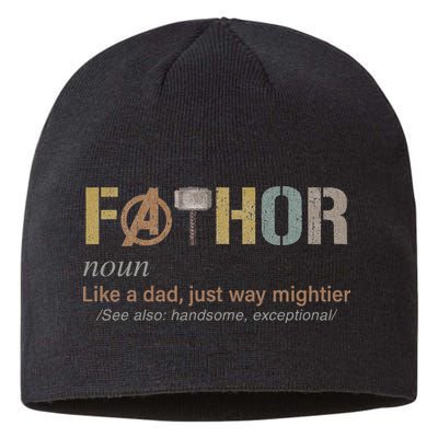 Fathor Funny Fathor Definition Funny Father's Day Sustainable Beanie