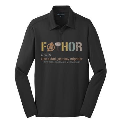 Fathor Funny Fathor Definition Funny Father's Day Silk Touch Performance Long Sleeve Polo