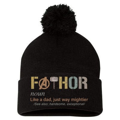 Fathor Funny Fathor Definition Funny Father's Day Pom Pom 12in Knit Beanie