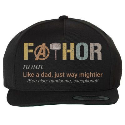 Fathor Funny Fathor Definition Funny Father's Day Wool Snapback Cap