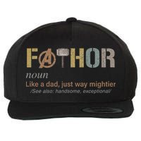 Fathor Funny Fathor Definition Funny Father's Day Wool Snapback Cap