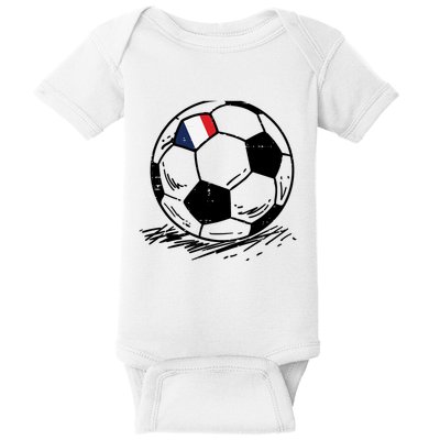 France Flag French Soccer Ball Football Fan Baby Bodysuit