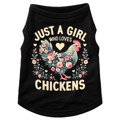 Floral Farmer Funny Just A Girl Who Loves Chickens  Doggie Tank