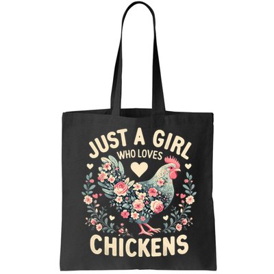 Floral Farmer Funny Just A Girl Who Loves Chickens  Bag