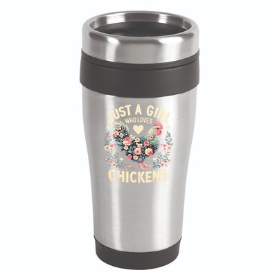 Floral Farmer Funny Just A Girl Who Loves Chickens  16oz Travel Tumbler