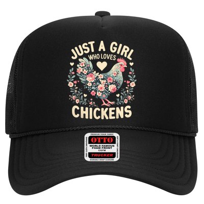 Floral Farmer Funny Just A Girl Who Loves Chickens  Trucker Hat