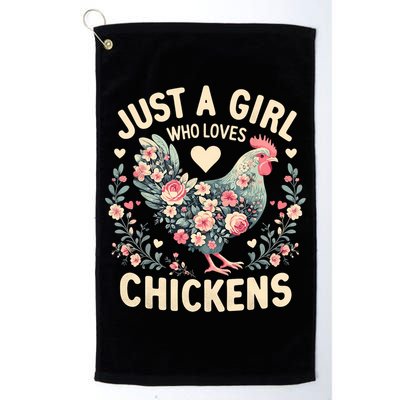 Floral Farmer Funny Just A Girl Who Loves Chickens  Golf Towel