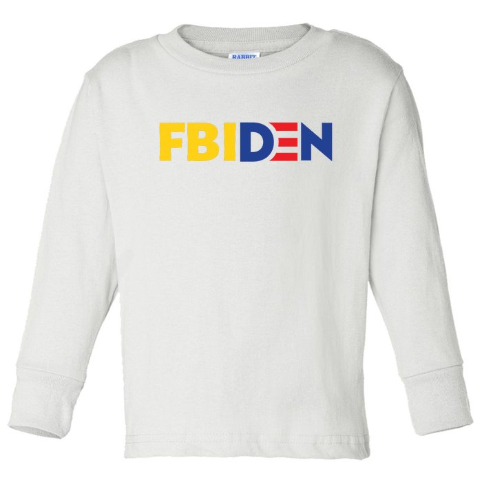 Funny FBIden FBI Biden Design Toddler Long Sleeve Shirt