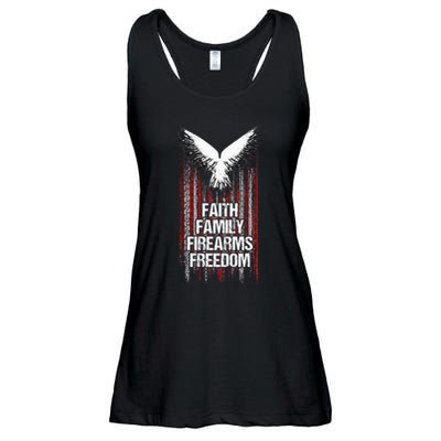 Faith Family Firearms & Freedom  American Flag Pro God Guns Ladies Essential Flowy Tank