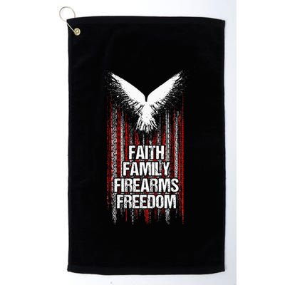 Faith Family Firearms & Freedom  American Flag Pro God Guns Golf Towel