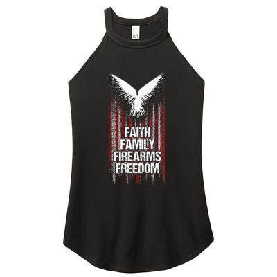 Faith Family Firearms & Freedom  American Flag Pro God Guns Women's Perfect Tri Rocker Tank