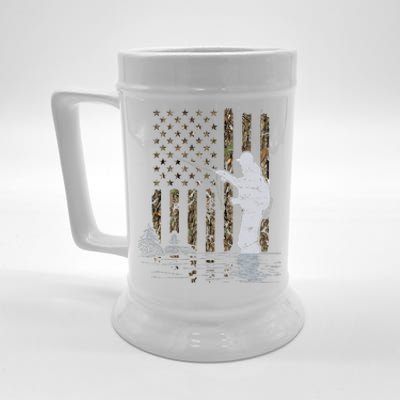 Fly Fishing Fisherman American Flag Camouflage Fly Tying Beer Stein