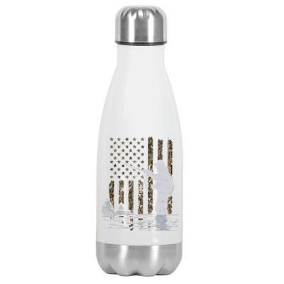 Fly Fishing Fisherman American Flag Camouflage Fly Tying Stainless Steel Insulated Water Bottle