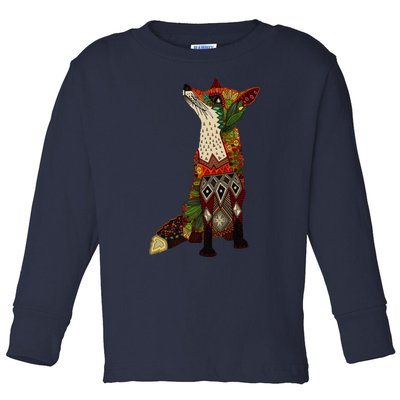 Floral Fox Toddler Long Sleeve Shirt