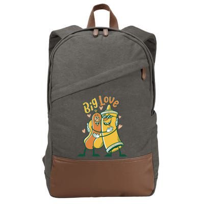 Funny Fast Food Big Love Mustard And Sausage Great Gift Cotton Canvas Backpack