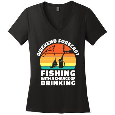 Fisherman for  Fishing ' Drinking Grandpa Dad Women's V-Neck T-Shirt