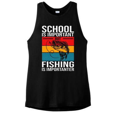 Funny Fishing For Fish Saying Bass Fisherman Ladies PosiCharge Tri-Blend Wicking Tank