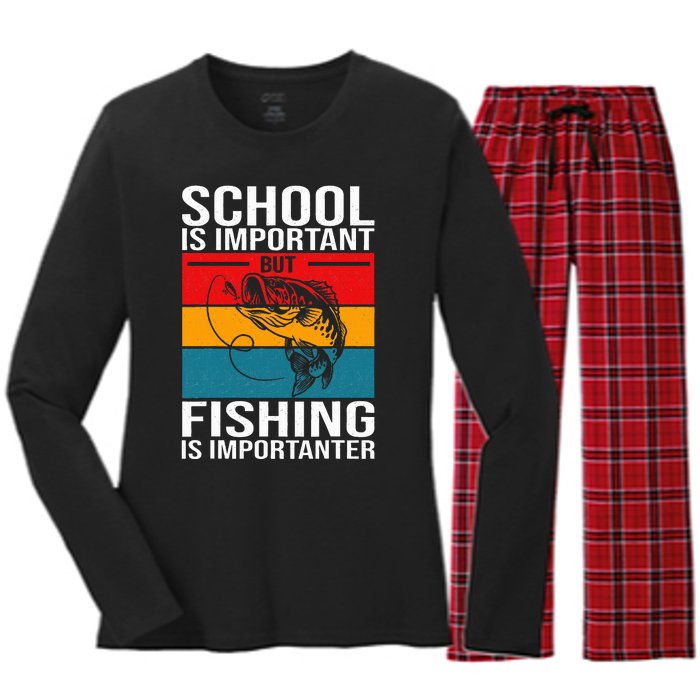 Funny Fishing For Fish Saying Bass Fisherman Women's Long Sleeve Flannel Pajama Set 