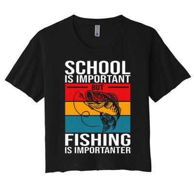 Funny Fishing For Fish Saying Bass Fisherman Women's Crop Top Tee