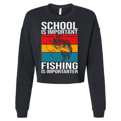 Funny Fishing For Fish Saying Bass Fisherman Cropped Pullover Crew