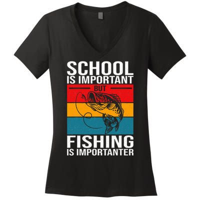 Funny Fishing For Fish Saying Bass Fisherman Women's V-Neck T-Shirt