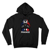 France Flag French Girl Hairbun Football Soccer Fan Wo Hoodie