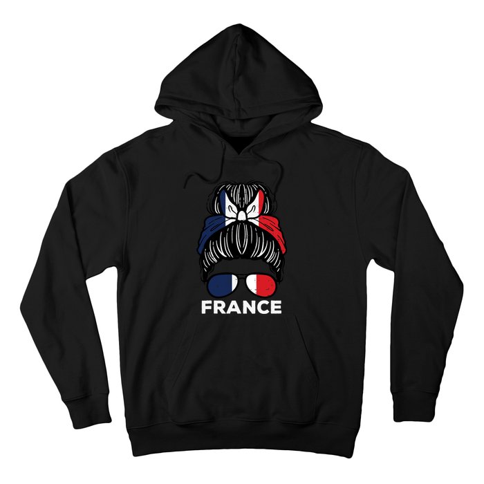 France Flag French Girl Hairbun Football Soccer Fan Wo Hoodie