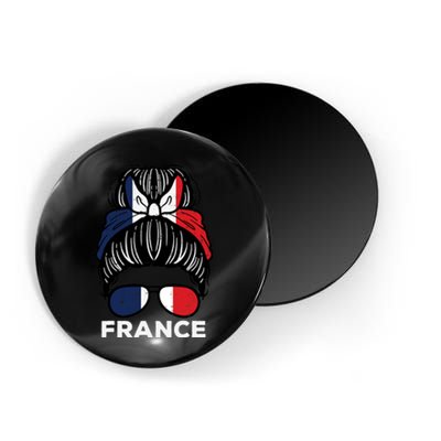 France Flag French Girl Hairbun Football Soccer Fan Wo Magnet