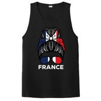 France Flag French Girl Hairbun Football Soccer Fan Wo PosiCharge Competitor Tank