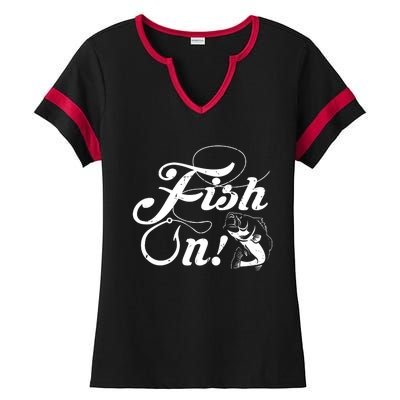 Funny Fishing Ladies Halftime Notch Neck Tee