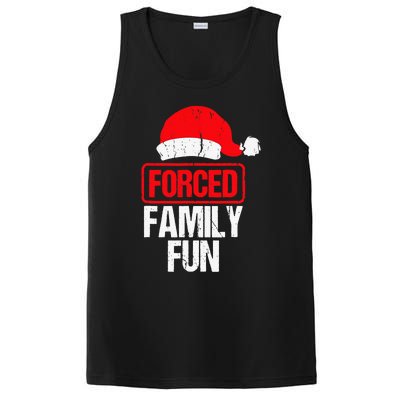 Forced Family Fun Sarcastic Christmas Hat Santa Xmas Pajamas PosiCharge Competitor Tank