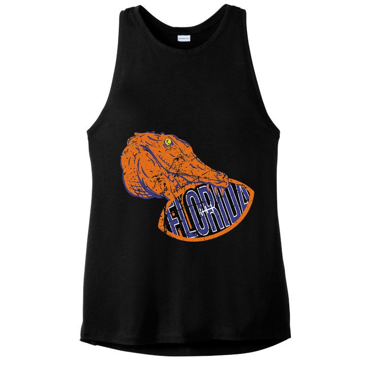 Florida FL Football Fans Gator State Vintage Distressed Ladies PosiCharge Tri-Blend Wicking Tank