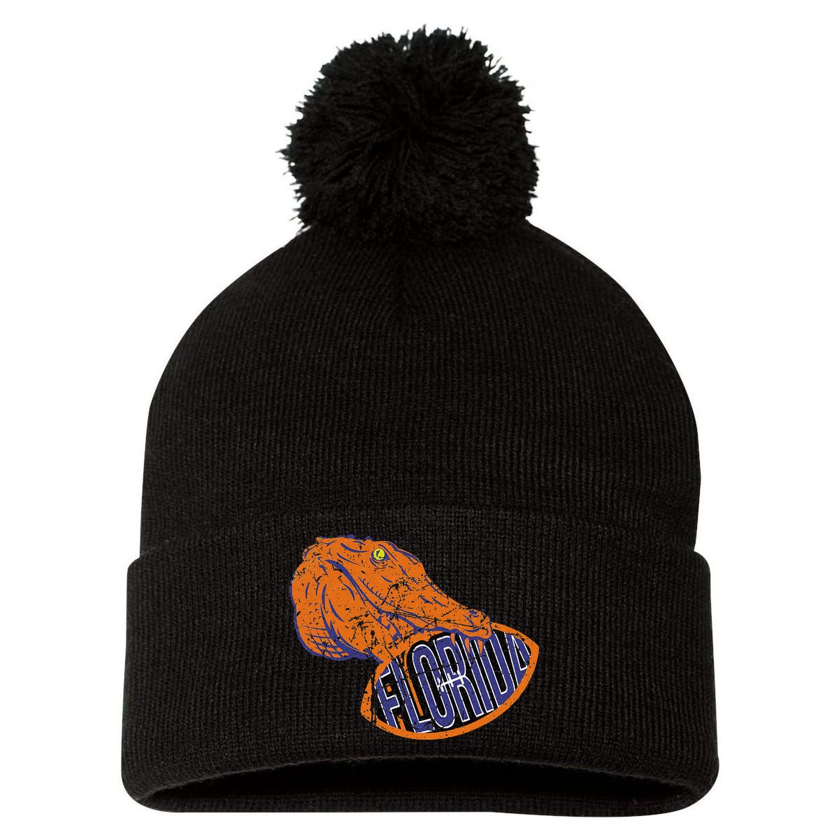 Florida FL Football Fans Gator State Vintage Distressed Pom Pom 12in Knit Beanie