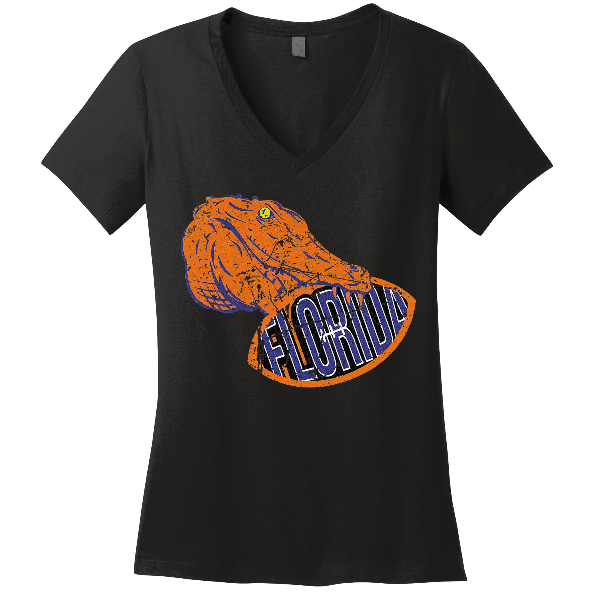 Florida FL Football Fans Gator State Vintage Distressed Women's V-Neck T-Shirt