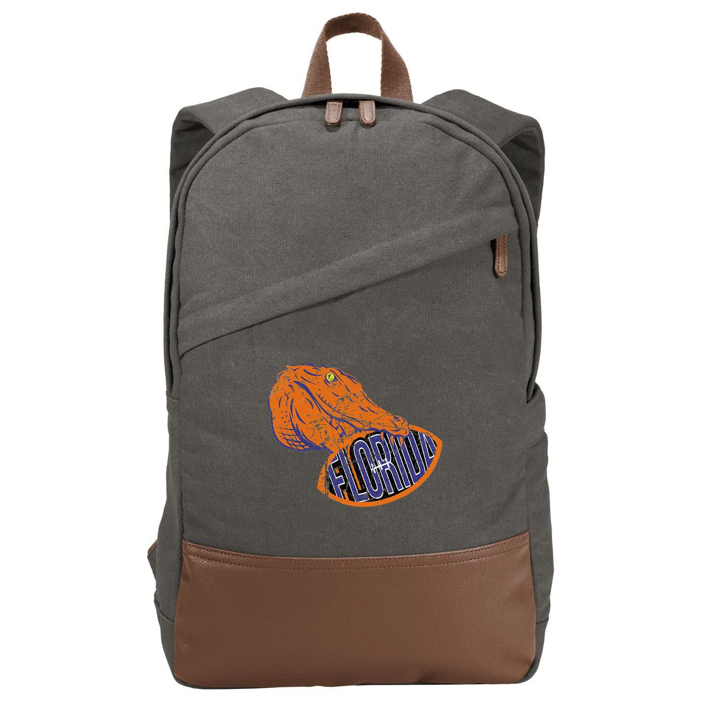 Florida FL Football Fans Gator State Vintage Distressed Cotton Canvas Backpack