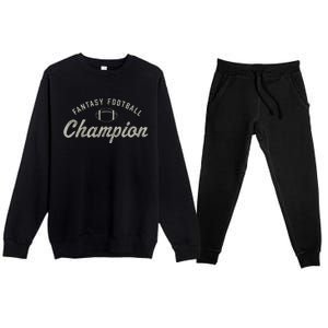 Funny Fantasy Football Champion Draft Day Season Champ Premium Crewneck Sweatsuit Set