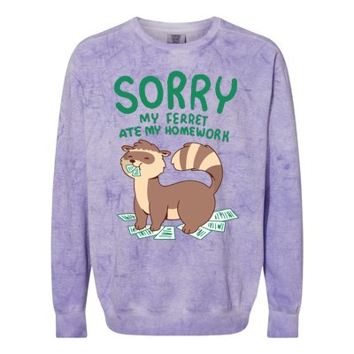 Ferret For Funny Ferret Ate My Homework Tee Pets Colorblast Crewneck Sweatshirt