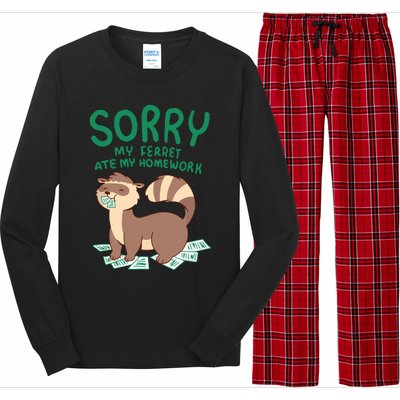 Ferret For Funny Ferret Ate My Homework Tee Pets Long Sleeve Pajama Set