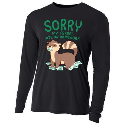 Ferret For Funny Ferret Ate My Homework Tee Pets Cooling Performance Long Sleeve Crew