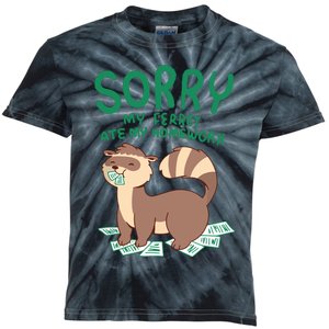 Ferret For Funny Ferret Ate My Homework Tee Pets Kids Tie-Dye T-Shirt