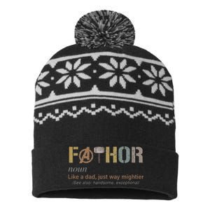 Fathor Funny Fathor Definition Funny USA-Made Snowflake Beanie