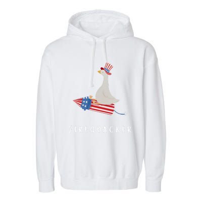 Firequacker Funny Fourth Of July 4th Of July Garment-Dyed Fleece Hoodie