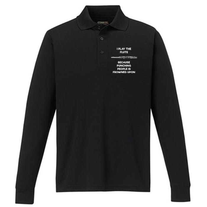 Flute Funny Flute Player Punch Performance Long Sleeve Polo