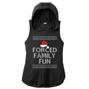 Forced Family Fun Funny Ugly Christmas Holiday Ladies PosiCharge Tri-Blend Wicking Draft Hoodie Tank