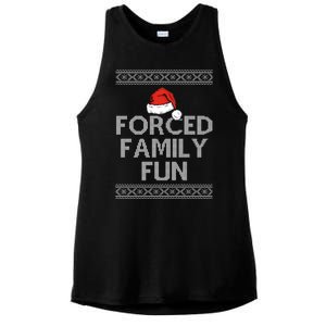 Forced Family Fun Funny Ugly Christmas Holiday Ladies PosiCharge Tri-Blend Wicking Tank